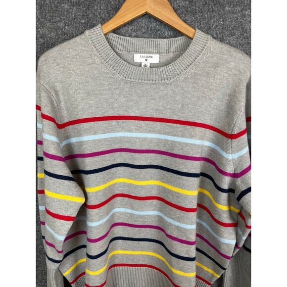LA Ligne Sweater Women’s Size 1X Gray multi color strips - Picture 3 of 7